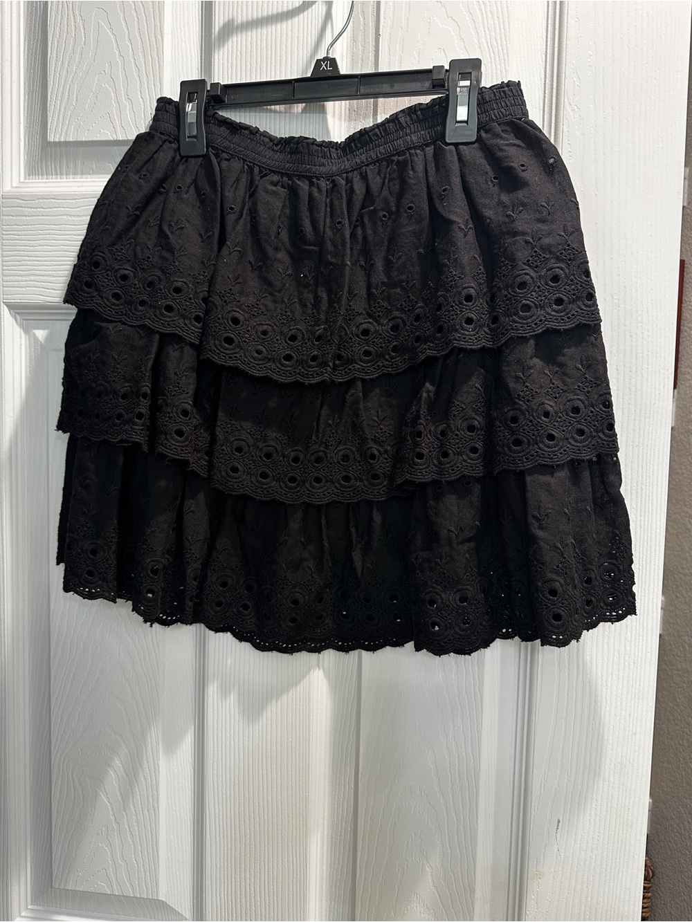 House of Harlow 1960 Black Tiered Eyelet Mini Skirt